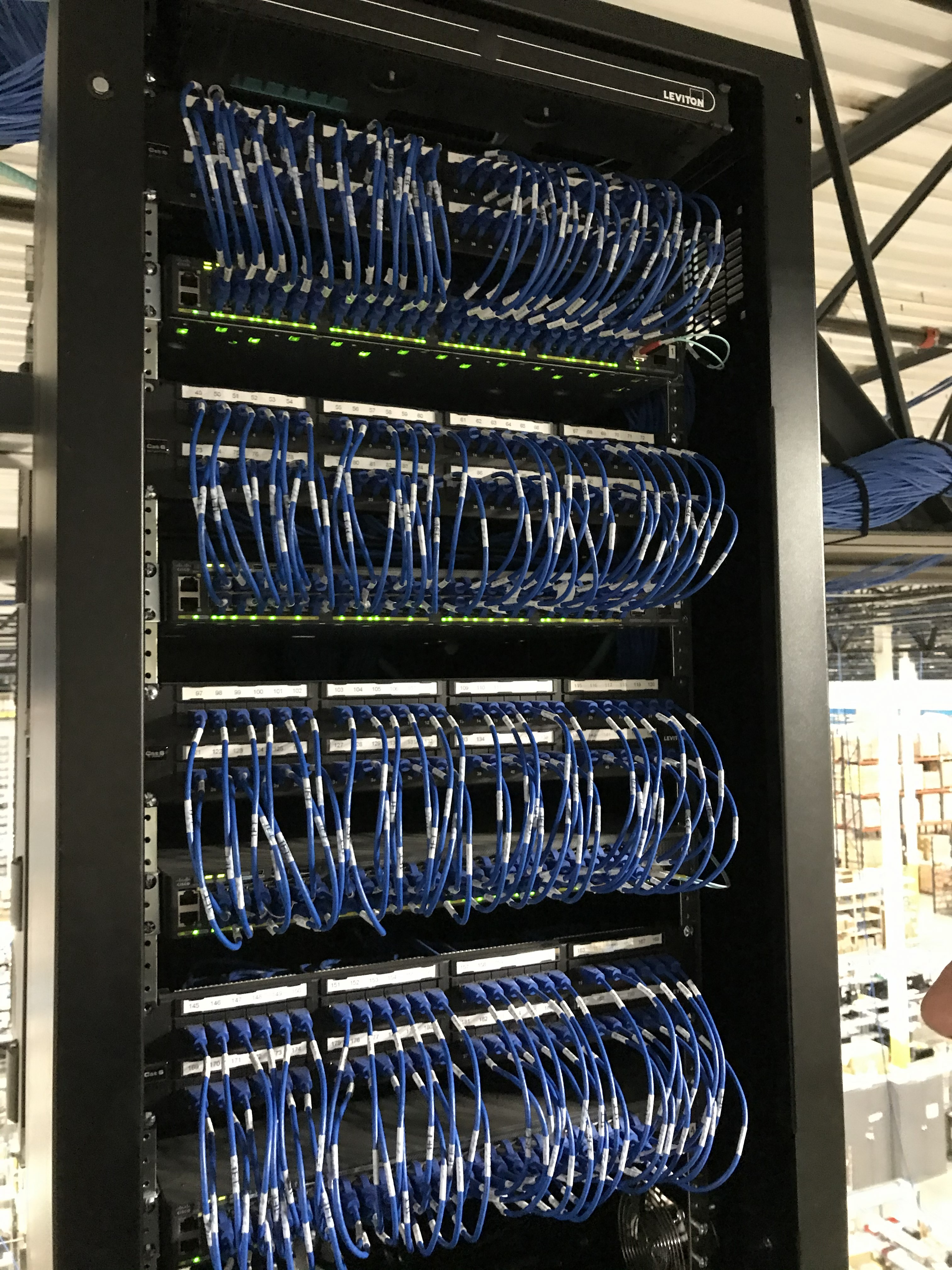 Completed structured cabling network cabinet